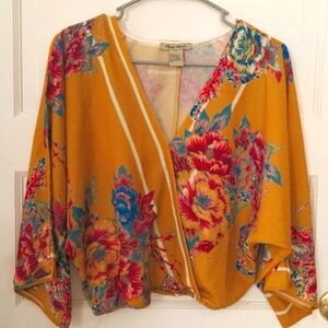 Flying Tomato Yellow Floral Blouse Summer Top